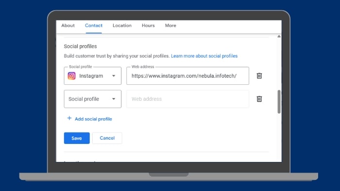 Feature to add social media links to Google Business Profiles